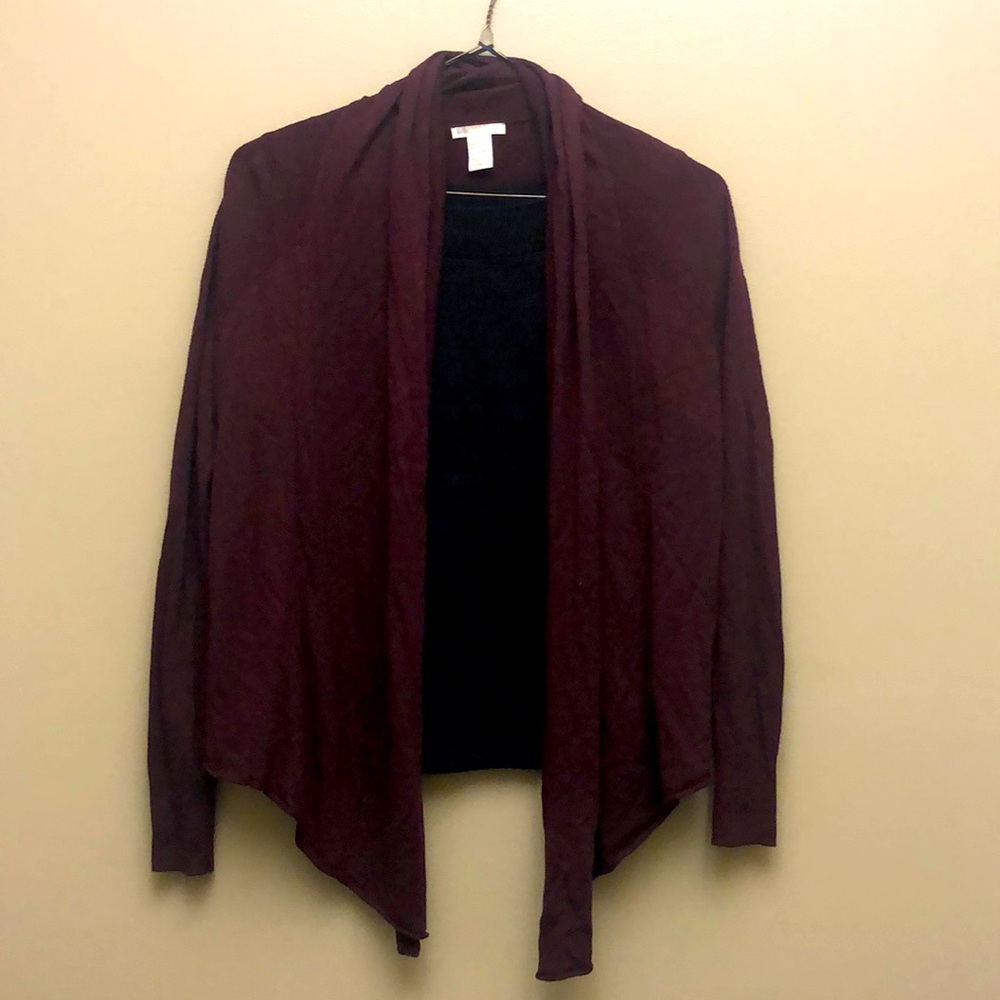 H&M Basic Maroon Draped Cardigan